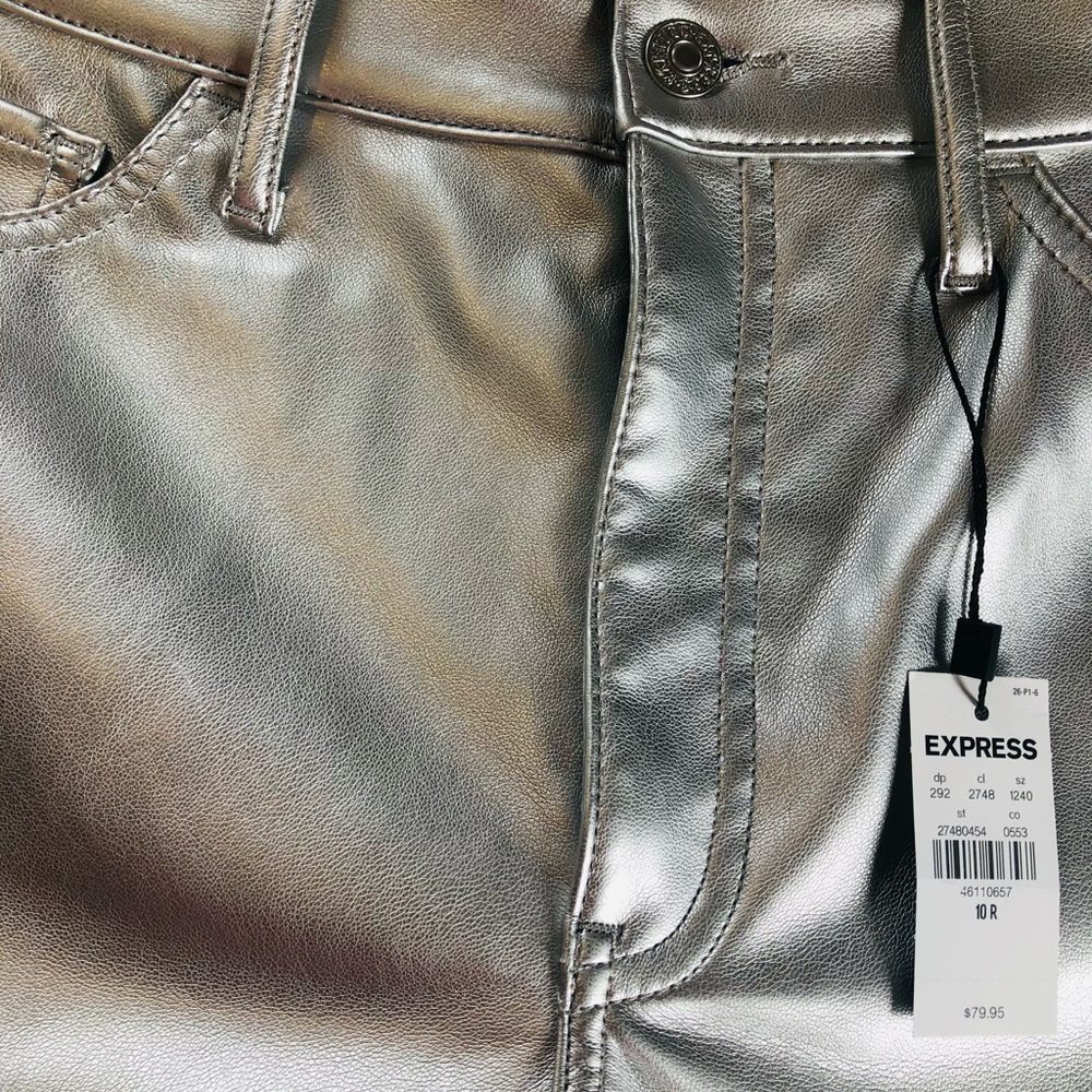 Express Silver Metallic faux leather Pants